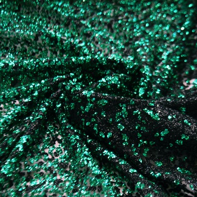 16-1 Зелено-черное деграде глиттерная ткань, крупные блестки