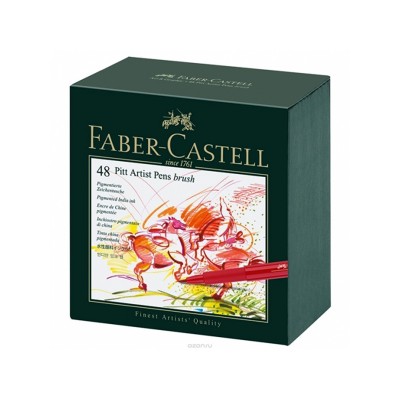 48 шт, набор маркеров Faber Castell Pitt Artist Pen Brush в студийной коробке.