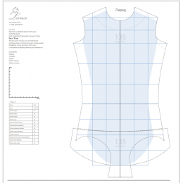 Лекала базовой конструкции гимнастического купальника. Рост 135см. PDF-файл